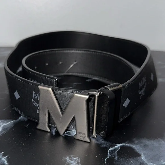 Black MCM sliver buckle reversible belt MCM Men main image 2